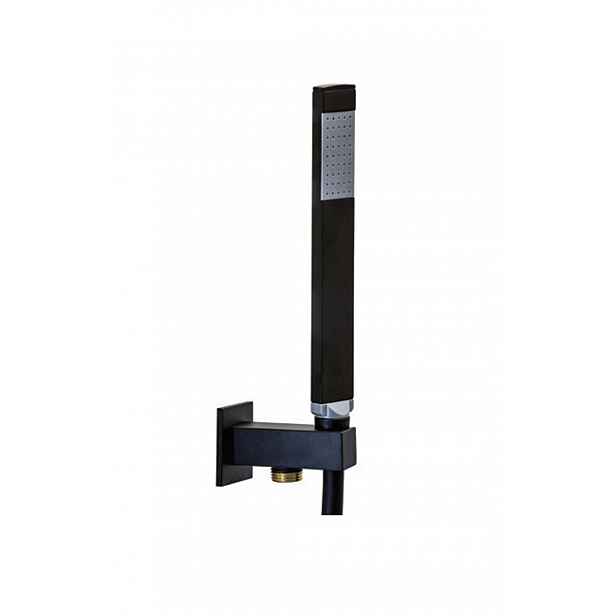 Paffoni Ringo West - Set sprchové hlavice QUADRO, držáku a hadice, matná černá ZDUP095NO