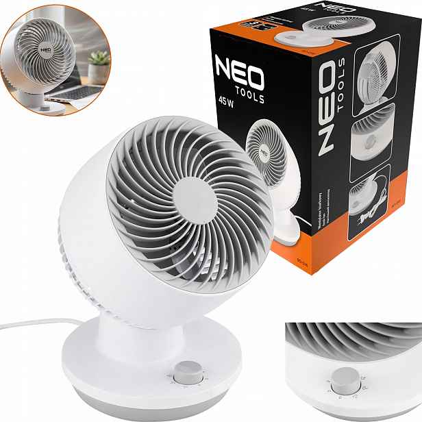 Stolní ventilátor Neo Tools 90-016 Bílý 45 W 3 rychlosti pro kancelářský dům