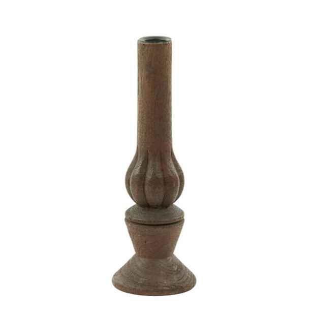 Tmavě hnědý dřevěný svícen na úzkou svíčku Tavola - Ø 9*25 cm Light & Living