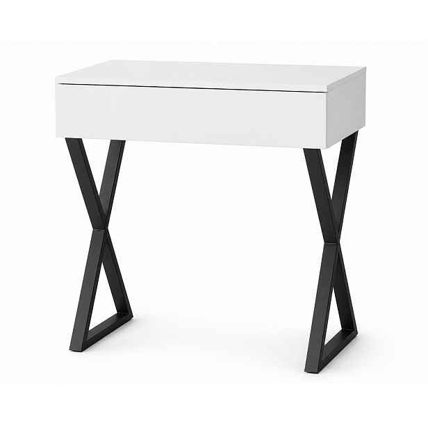 Toaletní Stolek Lena 75 Bílý Matný Se Zásuvkou, Černé Nohy X 75 CM