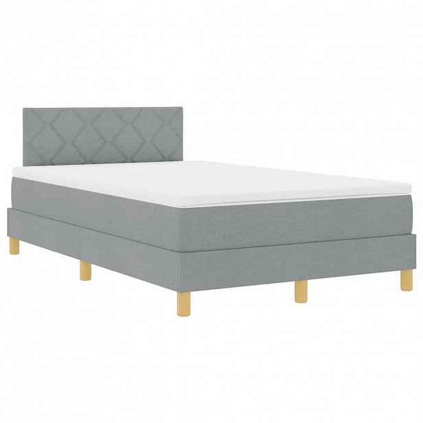 vidaXL LED box pružinová postel s čelo Světle šedá 120 x 200 cm textil