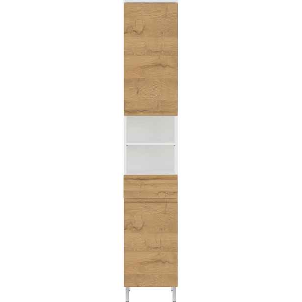 Bílá vysoká koupelnová skříňka v dekoru dubu 34x190 cm Torrance - Germania