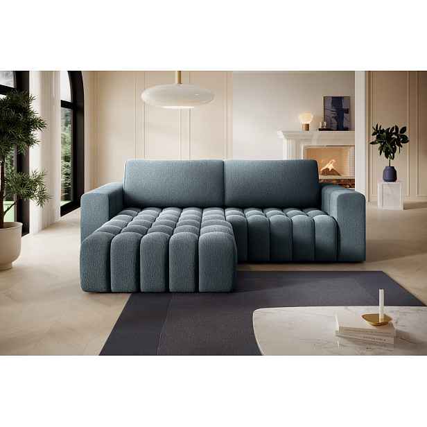 Designová rozkládací sedací souprava ZURI - modrá, levý roh