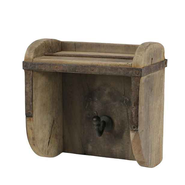 Hnědá dřevěná polička s háčkem z cihlové formy Grimaud - 14*8*15 cm Chic Antique