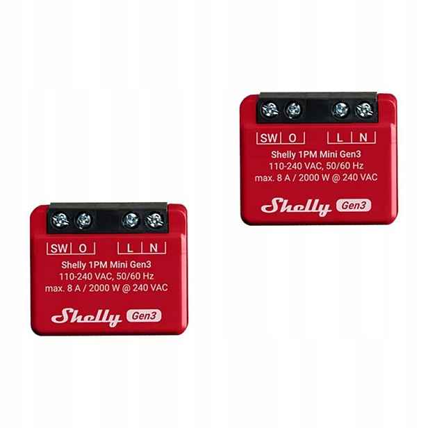 Shelly Sada 2 Ovládačů Shelly 1PM Mini GEN3 Pro Chytrou Domácnost