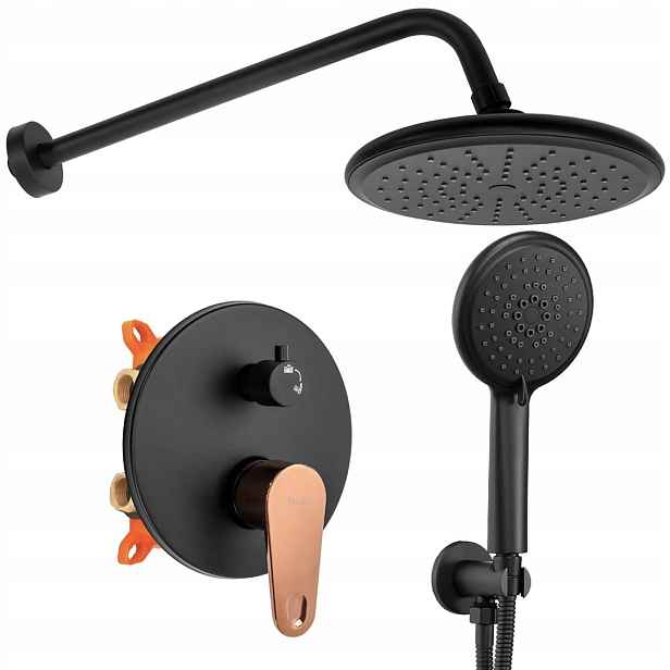 Sprchový Set MILD Černá/Růžové zlato s boxem, Elegantní a funkční