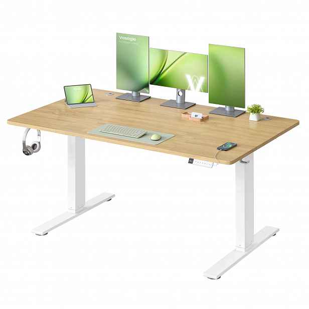 Vasagle Elektrický psací stůl s nastavitelnou výškou 140 x 80 x 120 cm, dub světlý