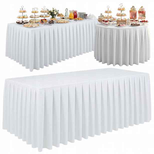 Falbana na stůl banketový ubrus cateringový Bílý Premium 565cm 220gsm