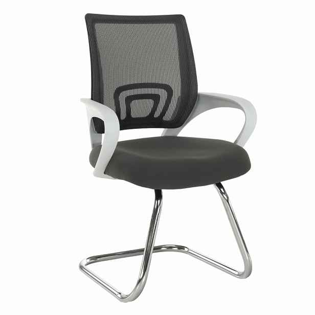 Konferenční židle SANAZ TYP 3 šedá / bílá / chrom - 60 cm