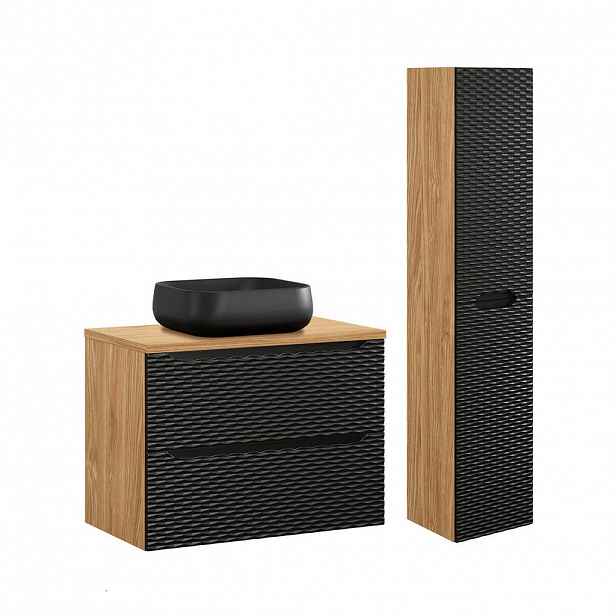 Petits-meubles KOUPELNOVÝ NÁBYTEK 80cm Elora 2er-Set Černá a dřevěná