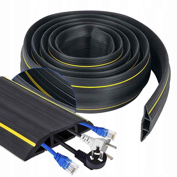 Práh Pro Bránu Kryt guma Kabelová lišta guma 200 cm, černá, 83 mm