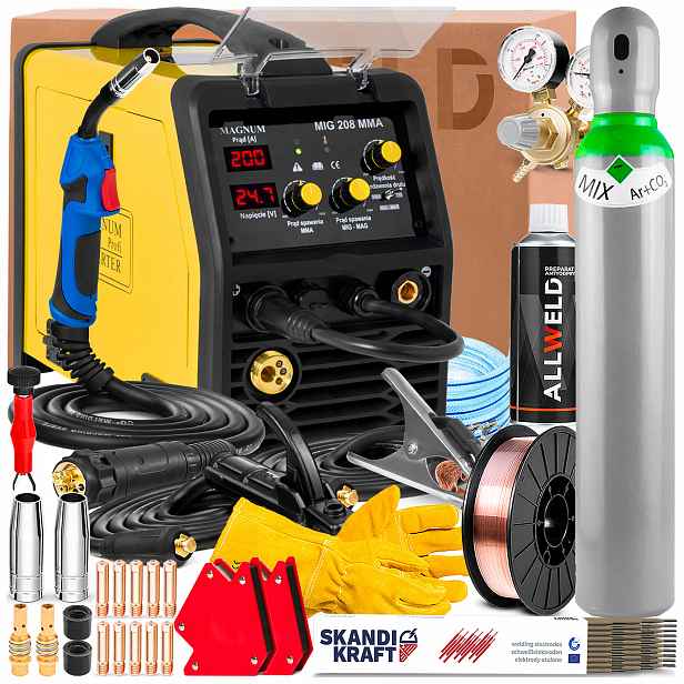Svařovací Stroj Magnum Mig 208 Mma 230V 200A Tig Lift Flux Pro Ocel A Hliník
