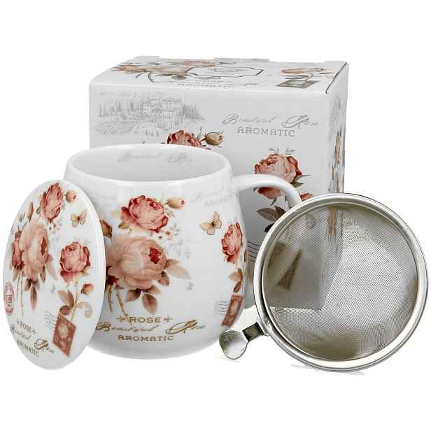 Duo Porcelánový hrnek SECESE 430 ml bílý/růžový
