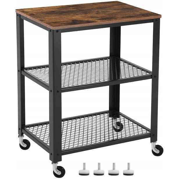 Kuchyňská skříňka Na Kolečkách kovová s deskou Loft