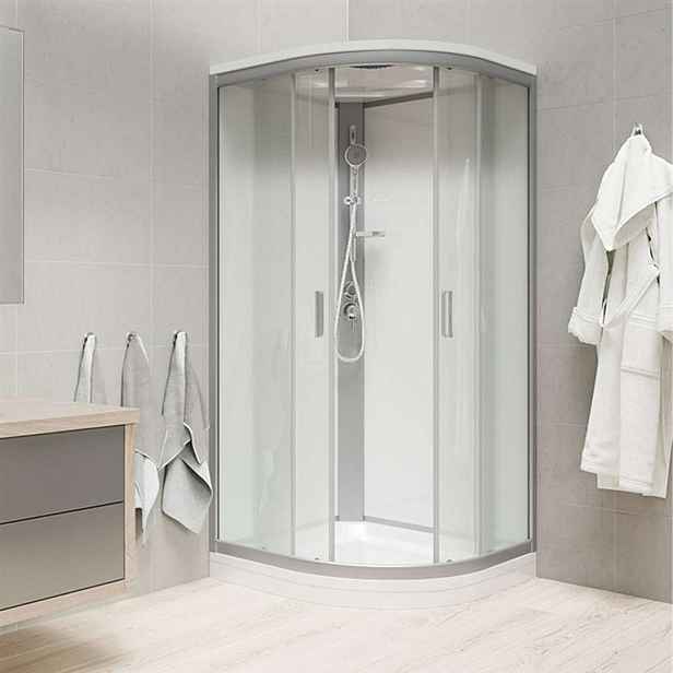 Mereo - Sprchový box 90x90 cm, se stříškou, satin/bílá/sklo Point CK35122KMSW