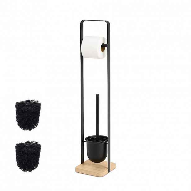 Relaxdays WC-STOJAN Černá přírodní bambus volně stojící