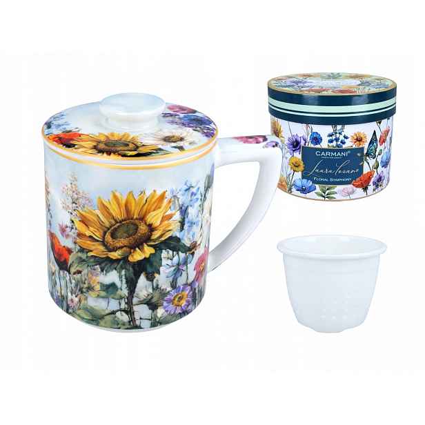 Hrnek s konvičkou a víčkem L. Lozano, Lady`s Floral Symphony (carmani)