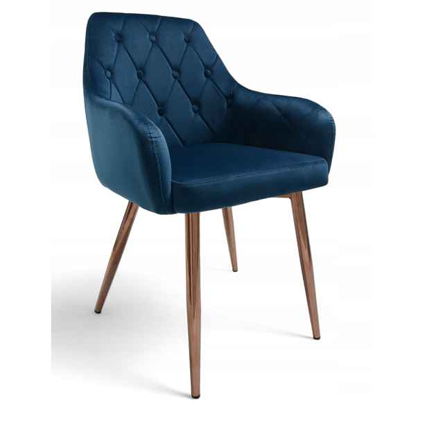 Křeslo Dankor Design Antverpy velur, tmavě modré nohy, růžový chrom