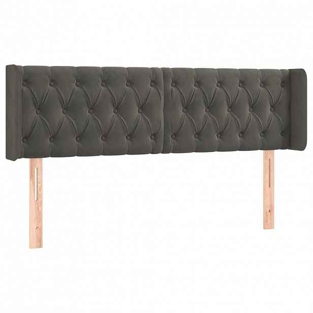 vidaXL Čelo postele typu ušák tmavě šedé 163x16x78/88 cm samet