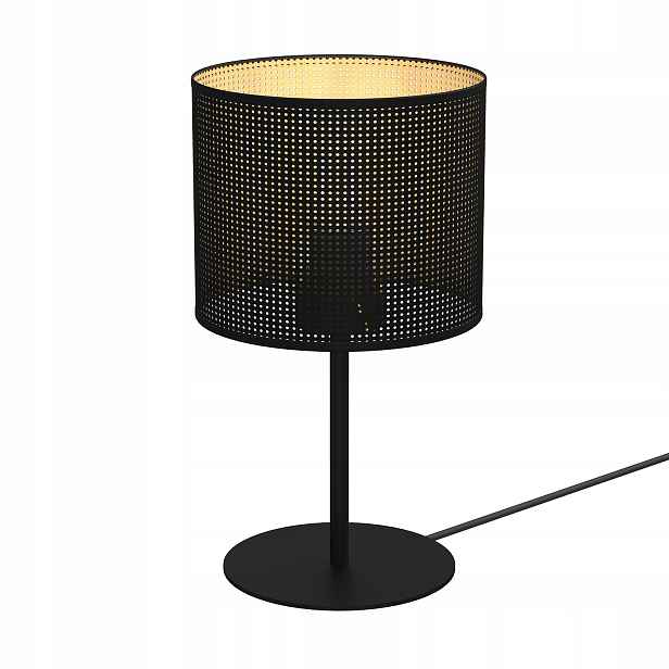 Loftová stolní lampa černá zlatá, síťované stínítko do ložnice 34 Luminex