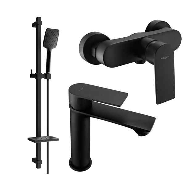 MEXEN - Royo SET umyvadlová + sprchová baterie s příslušenstvím DQ62, černá 72204DQ62-70