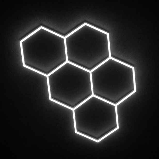 Osvětlení Hexagon 5 Led 168W černé pro kadeřnický salon 6500K