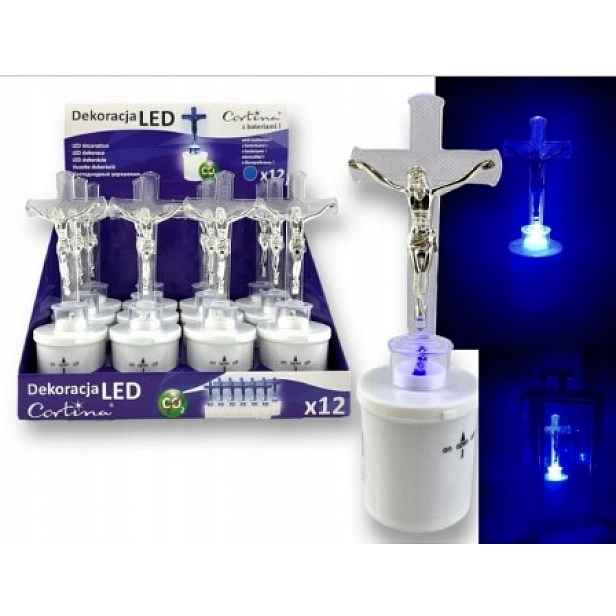 Pevný náplň 12 Ks Led velký Kříž Blue s bateriemi 2xR14