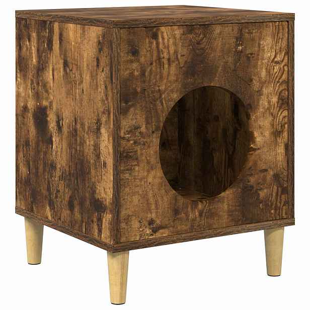 vidaXL Kočičí dům Kouřový dub 42,5 x 40 x 53 cm Kompozitní dřevo