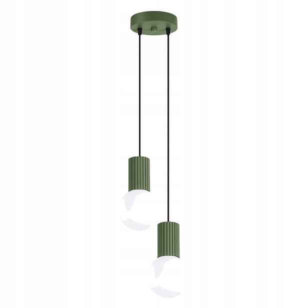 Sollux Lighting závěsná lampa Halo olivová rýhovaná 2xG9 8W
