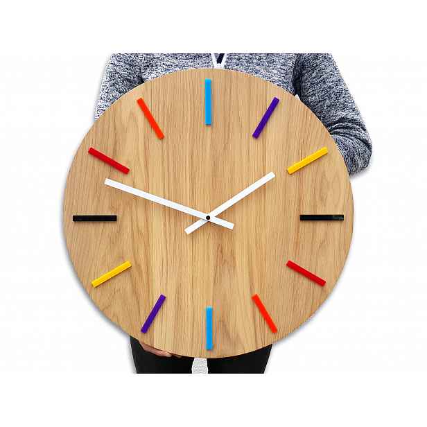 Velké nástěnné hodiny Colorfull 49 Cm Retro dřevo