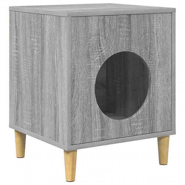vidaXL Kočičí dům Šedý Sonoma 42,5 x 40 x 53 cm Kompozitní dřevo