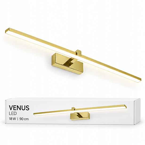 Zlaté koupelnové svítidlo Venus Led 18W 90 cm nad zrcadlo 4200K IP44 1100lm