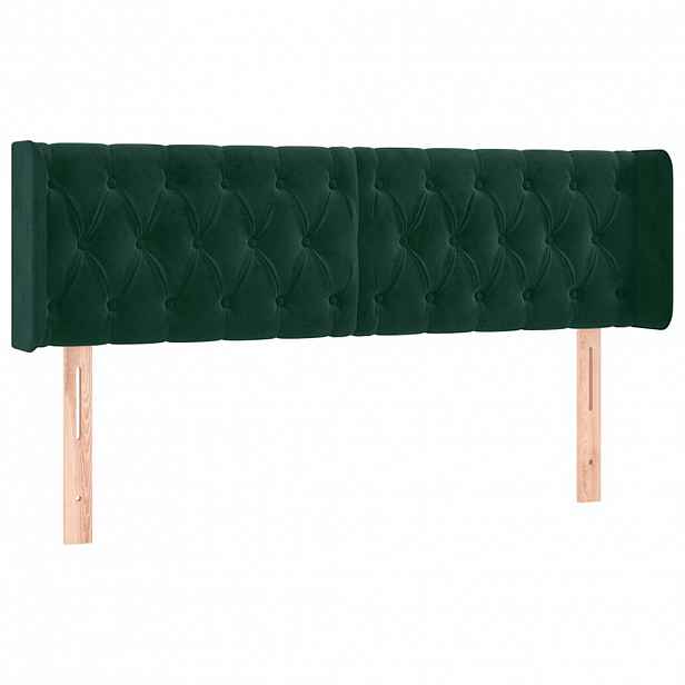 vidaXL Čelo postele typu ušák tmavě zelená 163x16x78/88 cm samet