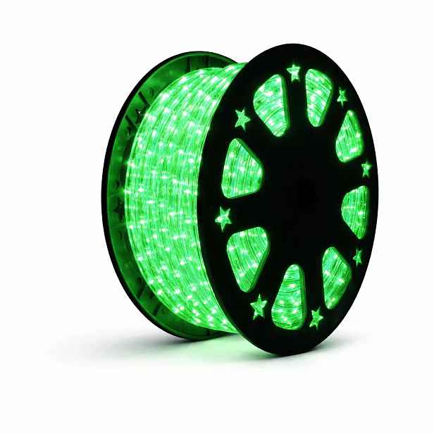 Easy Fix světelná LED hadice venkovní, 50 m, zelená, 1500 diod, čirý kabel, IP44, cívka