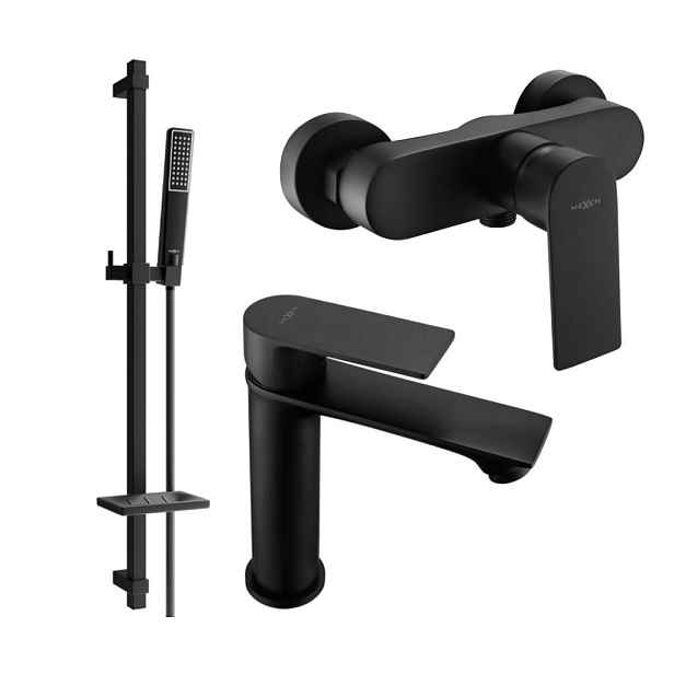 MEXEN - Royo SET umyvadlová + sprchová baterie s příslušenstvím DQ72, černá 72204DQ72-70