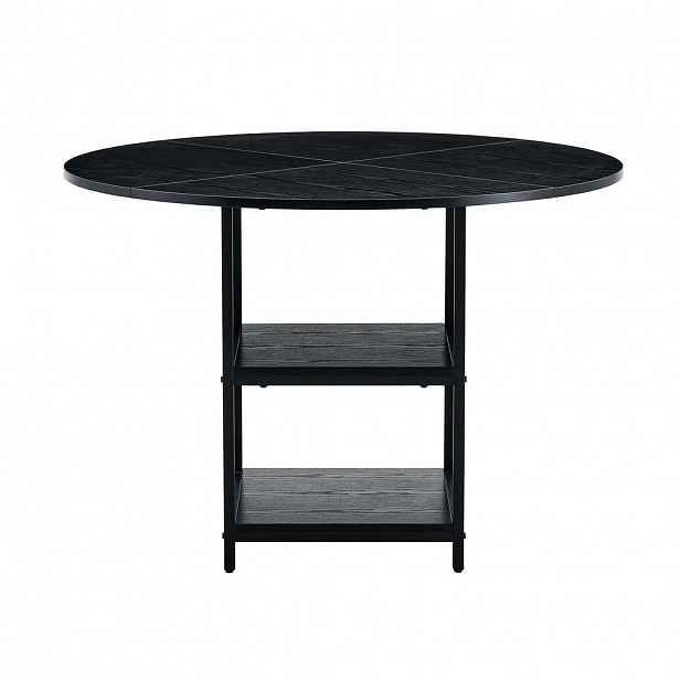 OKWISH JÍDELNÍ stůl 107/107/75 cm černý z MDF a kovu s dvojitou odkládací policí