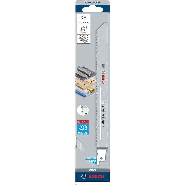 Pilové listy pro pilu ocasku na opravu palet 5ks Bosch S1135VFR