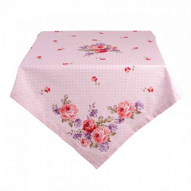 Růžový bavlněný ubrus s růžemi Dotty Rose 100 x 100 cm