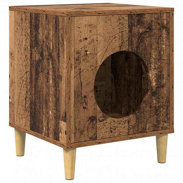 vidaXL Kočičí dům Staré dřevo 42,5 x 40 x 53 cm Kompozitní dřevo