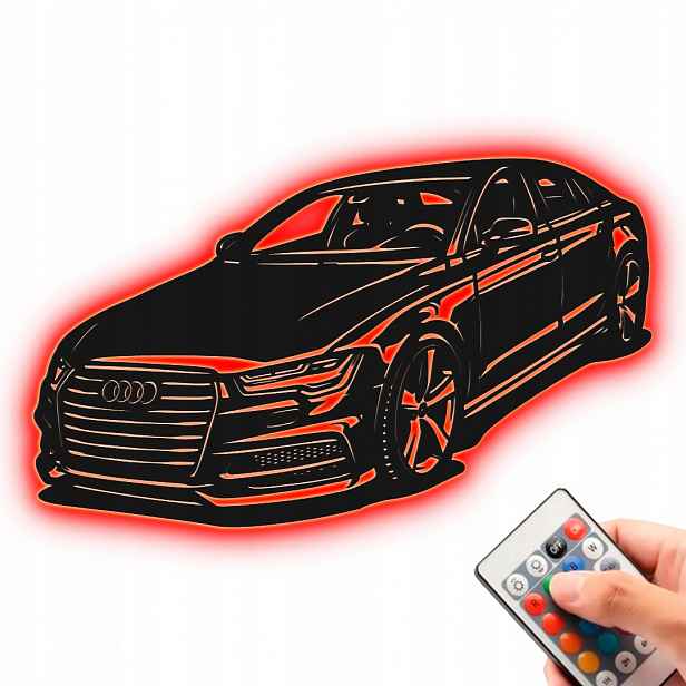 Audi A7 Sportback Dřevěný obraz Noční Lampa Led Dárek Rgb dálkové ovládání
