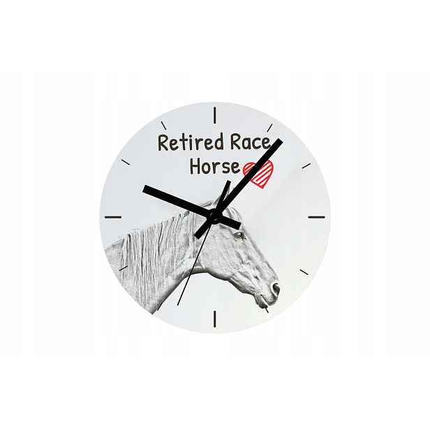 Kůň Retired Race Horse závěsné a stojící hodiny s koněm, personalizace