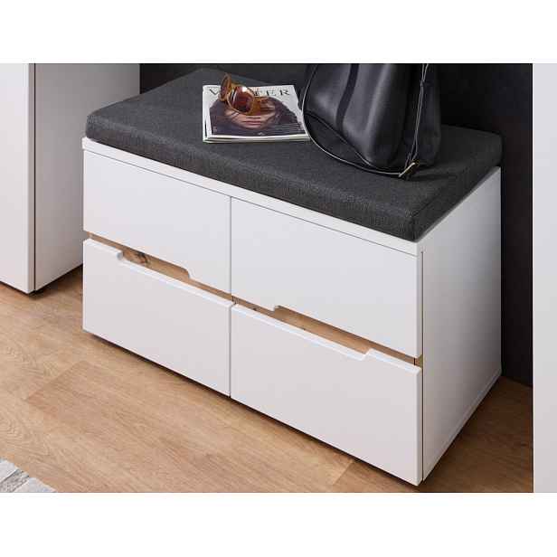 Předsíňová lavice na boty Memphis, bílá/dub artisan