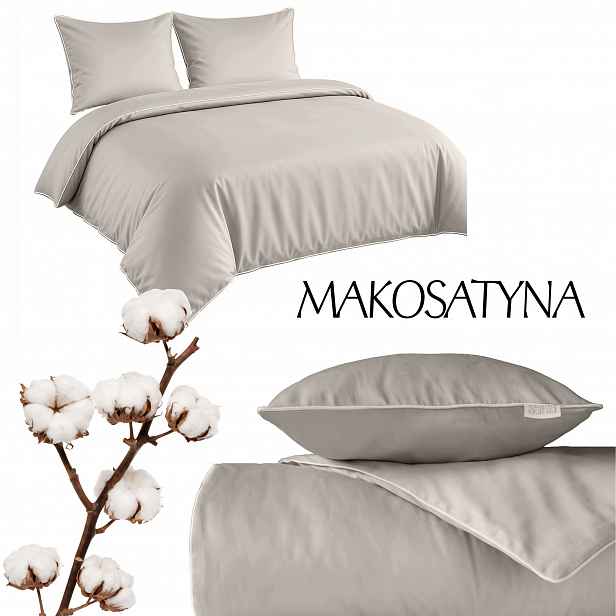 Povlečení Pure z bavlněného makosatinu 220x200 Béžová Premium