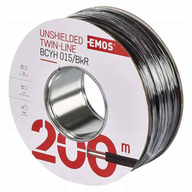 Emos Dvojlinka 2×0,15 mm² černo-rudá 200 m