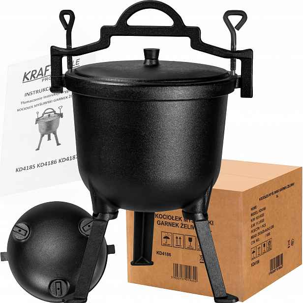 Myslivecký kotlík Železný hrnec 8 l Kraft&dele KD4186 Ohniště Trojnožka