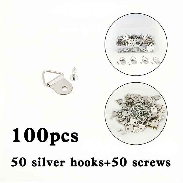 TEMU Balení 100/200 kusů (balení 100 kusů obsahuje 50 háčků + 50 šroubů, balení 200 kusů obsahuje 100 háčků + 100 šroubů) Trojúhelníkové kovové