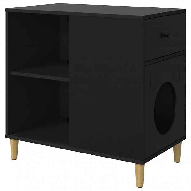 vidaXL Kočičí dům Černá 72 x 42,5 x 70 cm Kompozitní dřevo