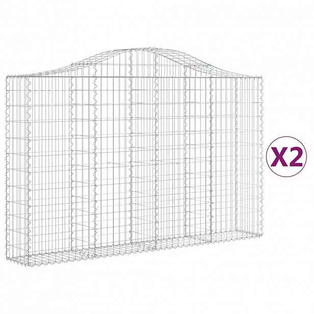 vidaXL Klenuté gabionové koše 2 ks 200x30x120/140cm pozinkované železo