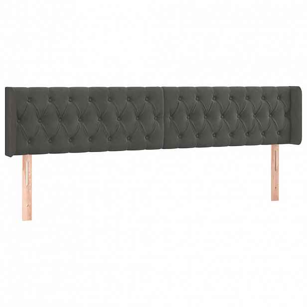 vidaXL Čelo postele typu ušák tmavě šedé 183x16x78/88 cm samet