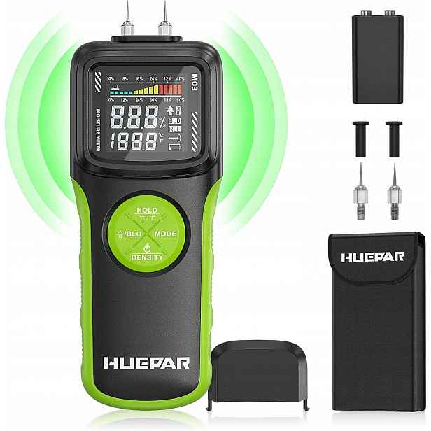Měřič vlhkosti pro dřevo nebo stavební materiály, LCD displej